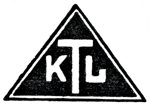 Das Logo des KTL ist ein weißumrandetes schwarzes Dreieck mit den drei Buchstaben in weißer Schrift, wobei das „T“ für Technik größer hervorgehoben ist.