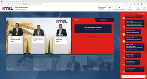 Der Screenshot der „KTBL-Tage online“ zeigt den KTBL-Präsidenten Prof. Dr. Eberhard Hartung, den Hauptgeschäftsführer Dr. Martin Kunisch und Mitarbeiter Jonas Groß.